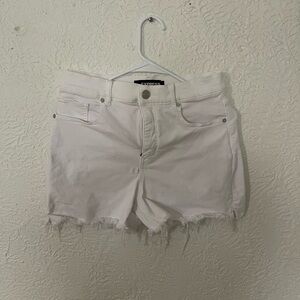 Express White Frayed Denim Cutoff Shorts
